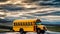 Vintage School Bus on Scenic Road