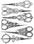 Vintage scissors clip art set