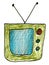 Vintage Screen with Antennae Whimsical Illustration