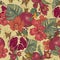 Vintage Seamless Background, Tropical Fruit