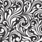 Vintage seamless black and white floral pattern. Vector illustration.