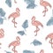 Vintage seamless flamingo pattern vector illustration