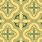 Vintage seamless linear floral pattern in damask / persian / turkish style. beautiful green and yellow endless vector design