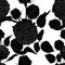Vintage seamless pattern with black line garden roses.