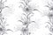 Vintage seamless pattern. Cute garden flower. Black and white background