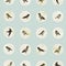 Vintage seamless pattern with cute little birds