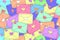 Vintage seamless pattern of multicolored envelopes with hearts, invitation or wedding card, romantic background or wrapping paper