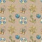 Vintage seamless pattern with nautical elements, on sand color background. Old binocular, lifebuoy, antique sailboat ste
