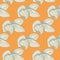 Vintage seamless pattern with outline doodle grey orchid flowers elements. Orange background