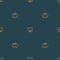 Vintage seamless pattern of outline pumpkins on dark green background