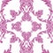 Vintage seamless pattern with pink rococo elements on a white background.