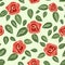 Vintage seamless pattern Roses (red with green). EPS,JPG.
