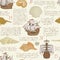 Vintage seamless pattern on the theme of travel