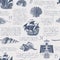 Vintage seamless pattern on the theme of travel