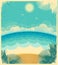 Vintage seascape. Vector background with sea