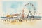 Vintage Seaside Excitement: Monotype Boardwalk Memories