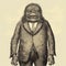 Vintage Sepia-toned Illustration Of A Monster In A Suit
