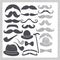 Vintage set with mustaches, hats and pipes