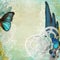 Vintage shabby chic background with butterfly