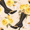 Vintage shoes seamless background