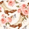 Vintage shoes seamless background