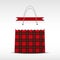 Vintage shopping bag in check texture