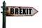 Vintage signpost with brexit text isolated on white