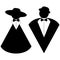 Vintage Signs for toilet wc with silhouette lady and gentleman in victorian hats and clothes