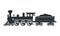 Vintage silhouette steam locomotive in retro style