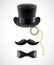 Vintage silhouette of top hat, mustaches, monocle