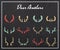 Vintage silhouettes of different deer horns, vector