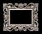 Vintage silver baroque style picture frame isolated over black
