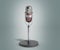 Vintage silver microphone on grey gradient background 3d render