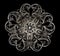 Vintage silverware, metal lace candy vase isolated on a black background, top view