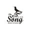 Vintage Singing Bird with Music Notes, Beautiful Melody with Music Notes for Song Vocal Logo Design