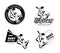 Vintage skateboarding labels, logos and badges vector set