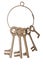 Vintage skeleton door keys ring isolated cut out