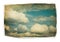 Vintage sky with fluffy clouds isolated.