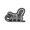 Vintage sled for winter sport. Knockout printing sticker,isolated clipart