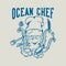 Vintage slogan typography ocean chef octopus chef