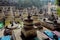 Vintage Small votive stupas with Buddha statues at Mahabodhi