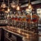 A vintage soda fountain with syrup bottles and soda glasses ready for pouring1