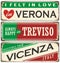 Vintage souvenirs or postcard templates with places in Italy