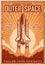 Vintage space poster with shuttle