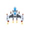 Vintage spaceship, game hero in pixel art style on white