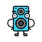 vintage speaker character retro music color icon vector illustration