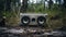 Vintage Speaker In The Woods: Fujifilm Pro 800z, Cargopunk, Environmentally Inspired