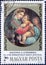 Vintage stamp printed in Hungary shows Madonna painting, by Raffaello Sanzio da Urbino