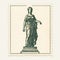 Vintage Stamp Of Steine Spicle Statue: Nostalgic Illustration With Graceful Restraint