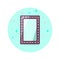 Vintage standing mirror label isolated on blue circle background. Design template for banner, badge, logo, web sites, stores.